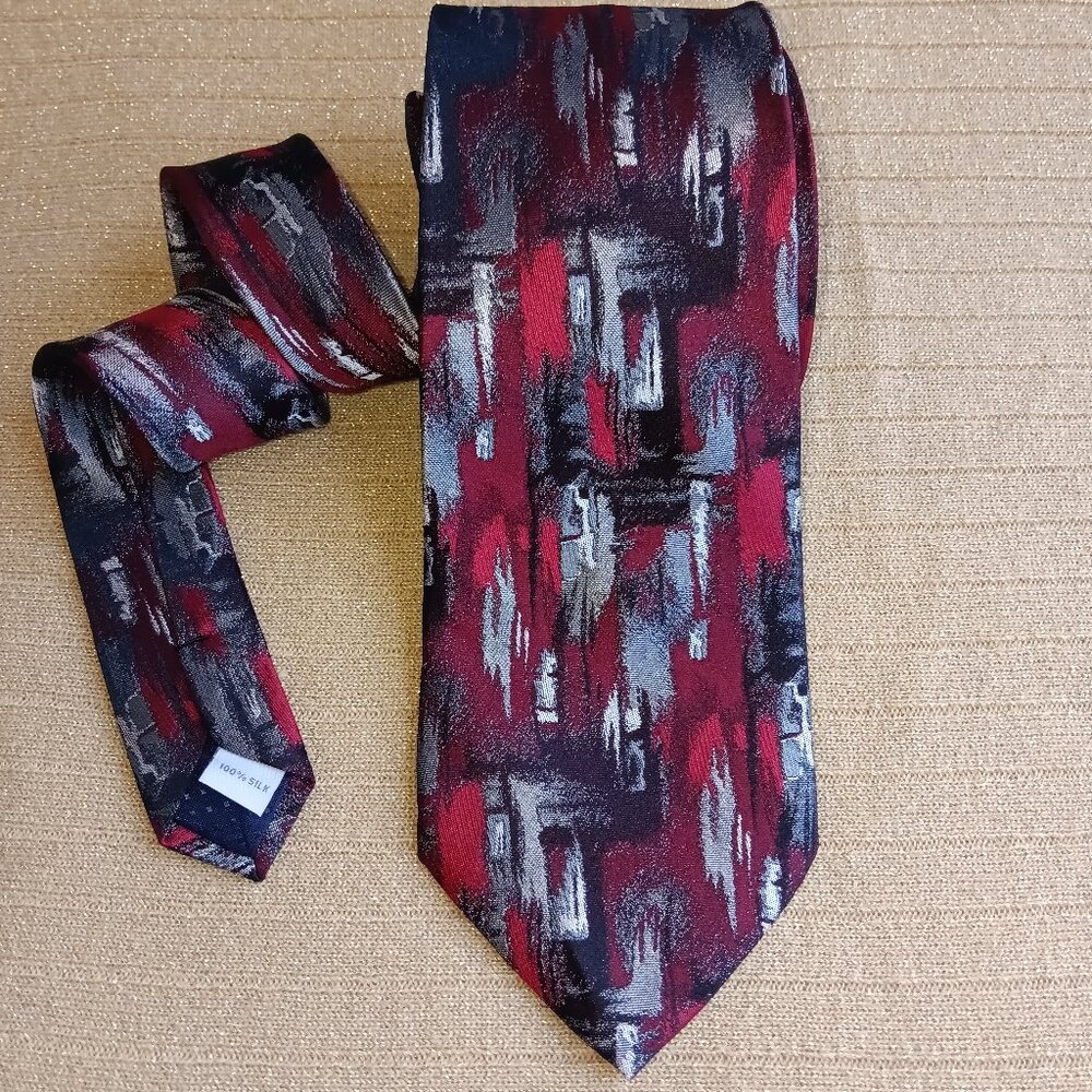 Pierre Cardin Red GREY WINE RED Silk Tie men`s